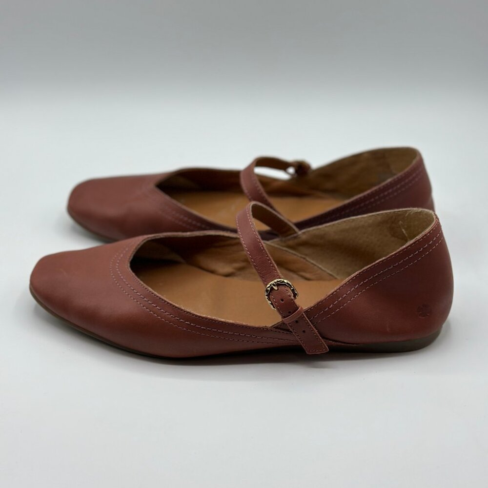 Lucky Brand Women's Albajane Flat Mary Jane Flat in Henna Brown Leather Size 10 - Picture 4 of 9